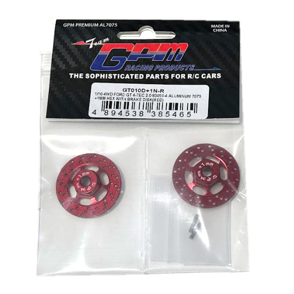 GPM Aluminum 7075 +1mm Hex w/ Brake Disk Red for Traxxas FORD GT 4-TEC 2.0/3.0