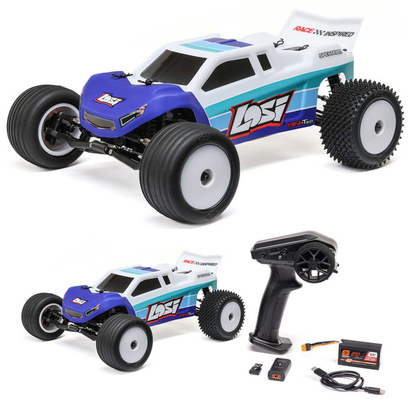 Losi LOS-1056T2 1/18 Mini-T 2.0 V2 2WD Stadium Truck Brushless RTR, Blue