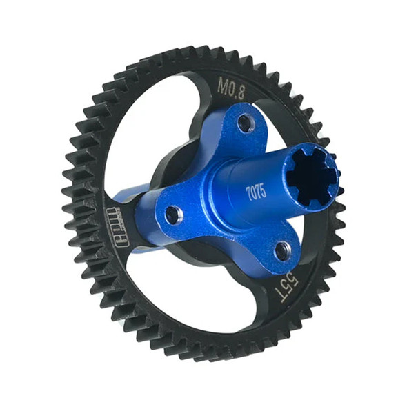 GPM Medium Carbon Steel 55T Spur Gear 0.8 Module 32 Pitch Blue for Arrma Models