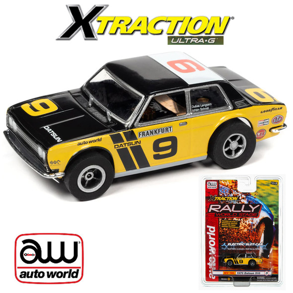 Auto World Xtraction 1970 Datsun 510 Yellow HO Slot Car