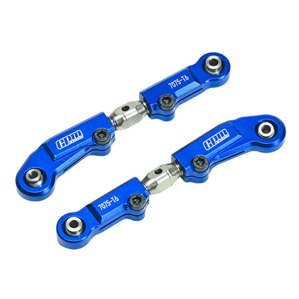 GPM Alum + Stainless Steel Adjustable Front Steering Links Blue for Tekno MT410 2.0