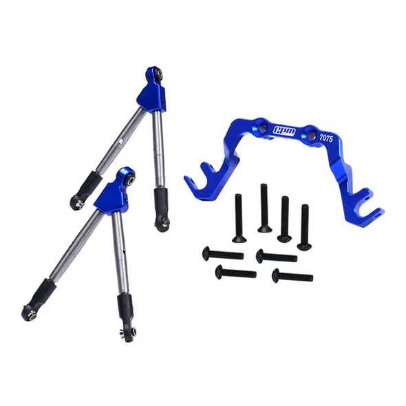 GPM Aluminum 7075 Alloy Front Tie Rods w/Stabilizer For C Hub Blue for Slash 4X4