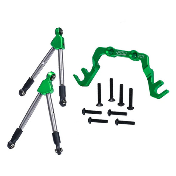 GPM Alum 7075 Alloy Front Tie Rods w/Stabilizer For C Hub Green for Slash 4X4