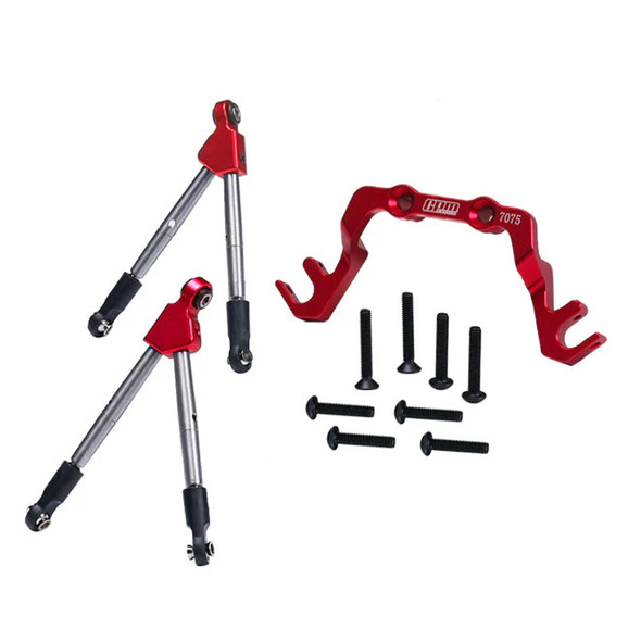 GPM Aluminum 7075 Alloy Front Tie Rods w/Stabilizer For C Hub Red for Slash 4X4