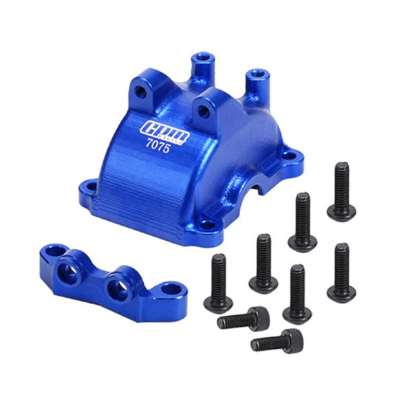 GPM Alum 7075 Front Or Rear Gearbox Cover + Upper Arm Stabilizer Blue for TT-02