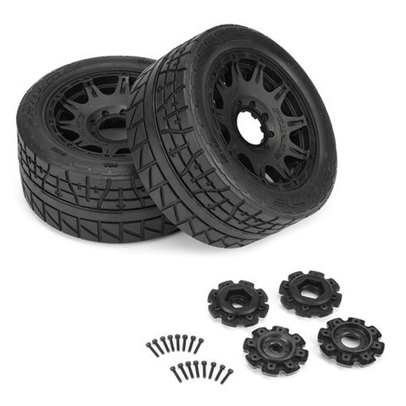 Pro-Line PRO1020511 1/6 Menace HP Belted F/R Tires w/ Black Raid 24mm Wheels (2)
