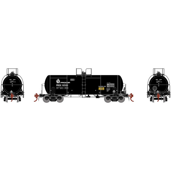 Athearn ATHG25757 13,600-Gallon Acid Tank - PROX Black #16599 HO Scale