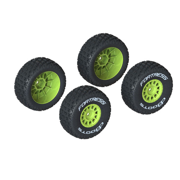 ARRMA ARA550115 dBoots 'FORTRESS' Tires w/ Yellow Wheels (4) for 1/18 Granite Grom