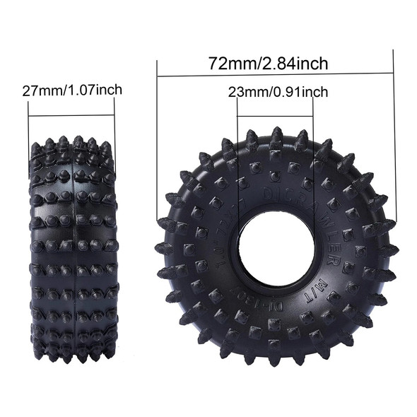 GPM Widen 1.0 Inch Nailed Rubber Tires 72x27mm w/Foam Inserts (4) for TRX4M / SCX24