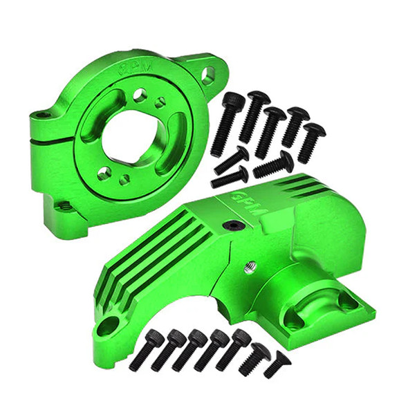 GPM Alum 7075 Alloy Adjustable Motor Mounts & Main Gear Cover Green for Maxx Slash