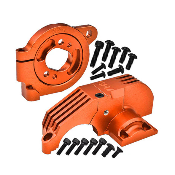 GPM Alum 7075 Alloy Adjustable Motor Mounts & Main Gear Cover Orange for Maxx Slash