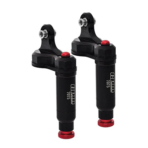 GPM Alum 7075 Alloy Front L-Shape Piggy Back Body Built-In Piston Spring w/Shock Cap Black for 1/5 X-Maxx