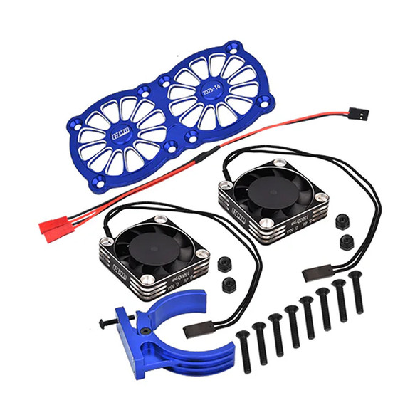 GPM Aluminum 7075-T6 Motor Heatsink w/Metal Frame Fan & Mount Blue : 1/5 Kraton