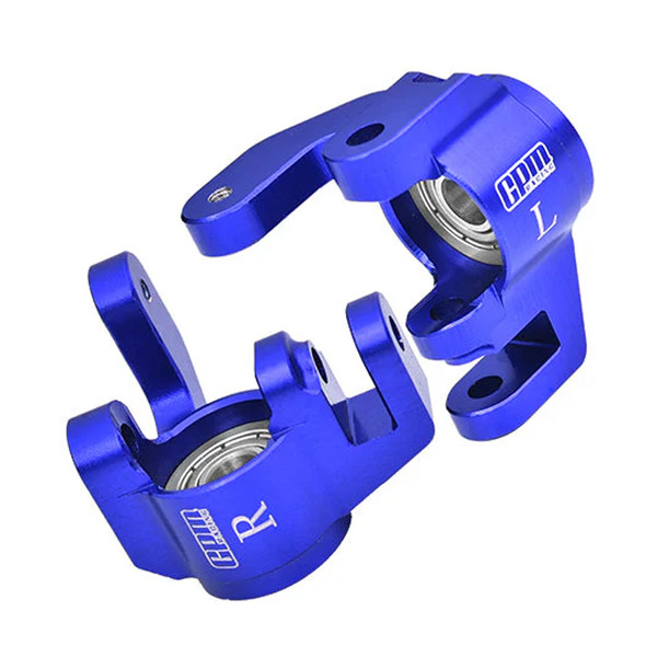 GPM Alum 7075 Alloy Front Spindles (Larger Inner Bearings) Blue for Tekno MT410 2.0