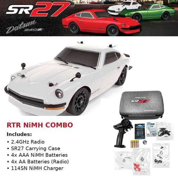 Associated 20187C 1/27 SR27 Datsun 240Z RTR 2WD NiMH Combo White Touring Car