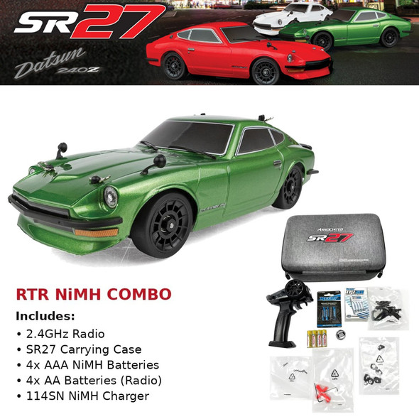 Associated 20188C 1/27 SR27 Datsun 240Z RTR 2WD NiMH Combo Green Touring Car