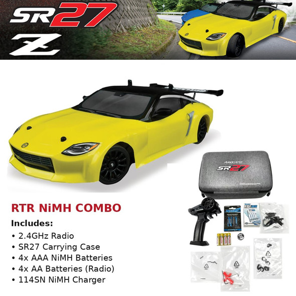 Associated 20189C 1/27 SR27 Nissan Z RTR 2WD NiMH Combo Yellow Touring Car