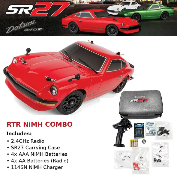 Associated 20191C 1/27 SR27 Datsun 240Z RTR 2WD NiMH Combo Red Touring Car