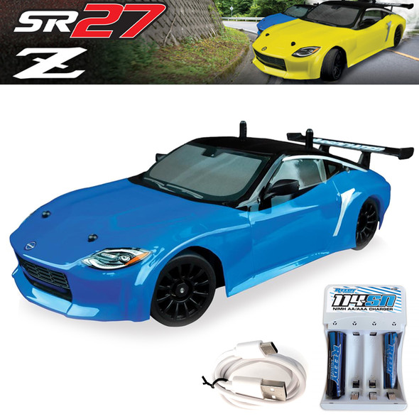 Associated 20192C 1/27 SR27 Nissan Z RTR 2WD NiMH Combo Blue Touring Car