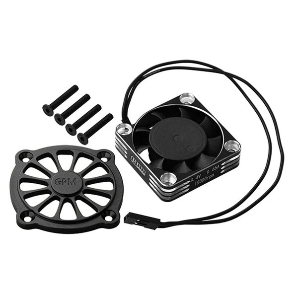 GPM Alum 7075 Alloy Motor Heatsink w/Metal Frame Cooling Fan & Protective Cover Black