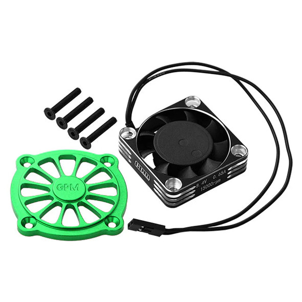 GPM Alum 7075 Alloy Motor Heatsink w/Metal Frame Cooling Fan & Protective Cover Green