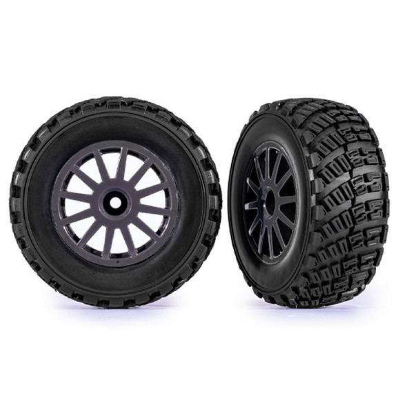 Traxxas 7473-GRAY Gravel-Pattern Rally Tires w/ Gray Wheels & Foam Inserts (2)