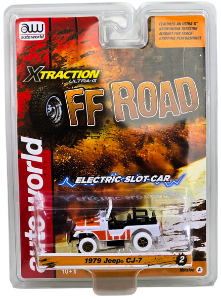 Auto World Xtraction 1979 Jeep CJ-7 - iWheels w/ Orange 4x4 Graphics HO Slot Car