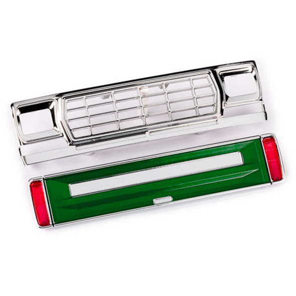 Traxxas 9819-GRN Chrome Front Grille & Green Tailgate Panel w/LED Lenses for TRX-4M