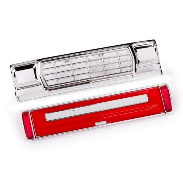 Traxxas 9819-RED Chrome Front Grille & Red Tailgate Panel w/LED Lenses for TRX-4M