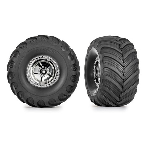 Traxxas 9867 Terra Groove 3.0x1.0" Tires w/ Chrome 1.2'' Wheels (2) for TRX-4MT