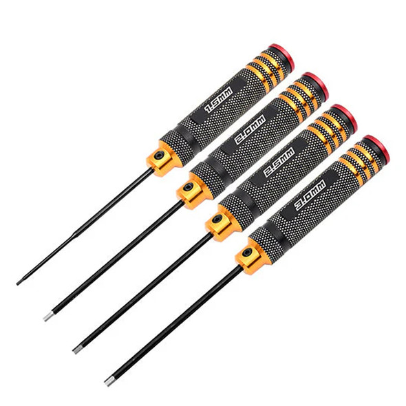 GPM Racing Tools Metric Hex Driver Wrench Set (4Pcs) 1.5/2.0/2.5/3.0mm Black Tips
