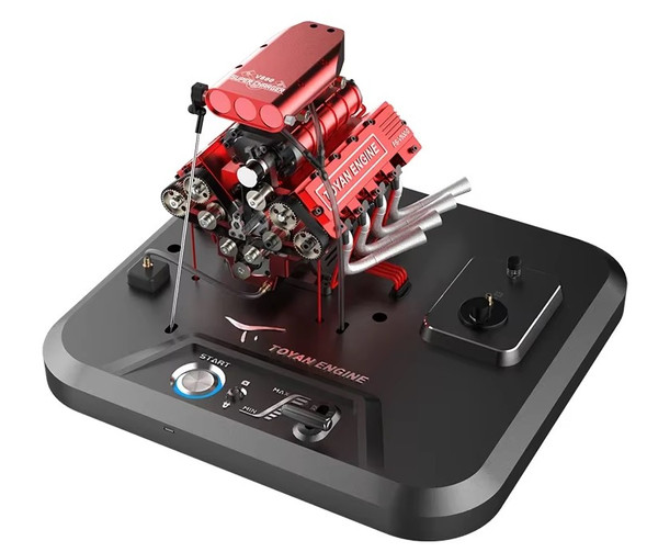 Toyan Motor V8 FS-V800 28cc 4 Stroke 8 Cylinder RC Nitro Engine Kit with Supercharger, Base, Assembled