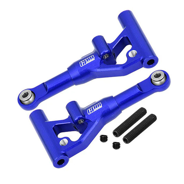 GPM Alum Alloy Front Lower Suspension Arms Blue for Traxxas 1/10 4-Tec Drift Car