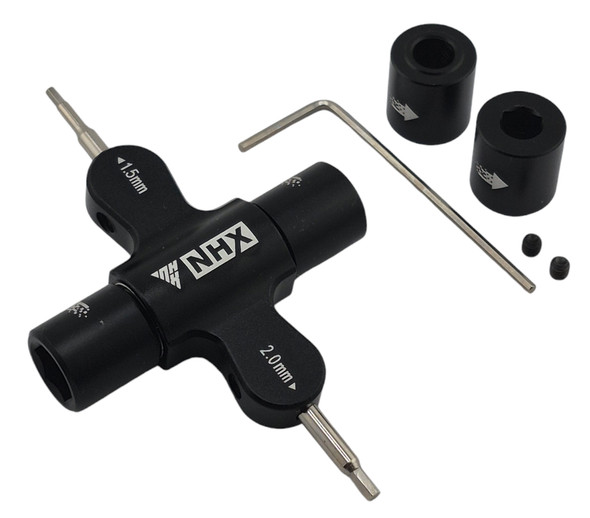 NHX RC Box 8.0mm Propeller Motor Wrench Tool w/ One-way Bearing (Ratchet) & Hex 1.5/2.0mm Screwdriver