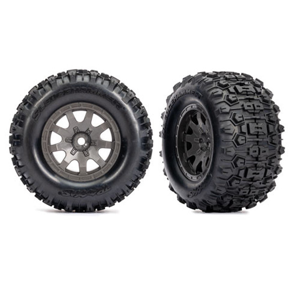 Traxxas 10771-GRAY Sledgehammer Front Tires w/ Gray Wheels (2) for Mini Maxx