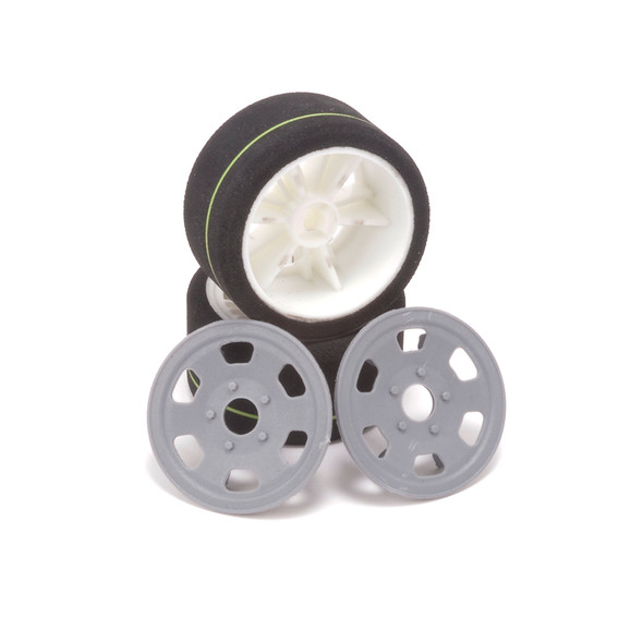 Contact RC JMCR 1/12 Oval/Mini Rear Control Tire 37Shore - 46mm White Wheels (2)