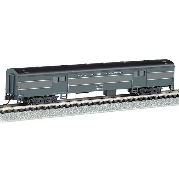 Bachmann 14455 New York Central 72Ft Smooth-Sided Baggage Car Gray N Scale