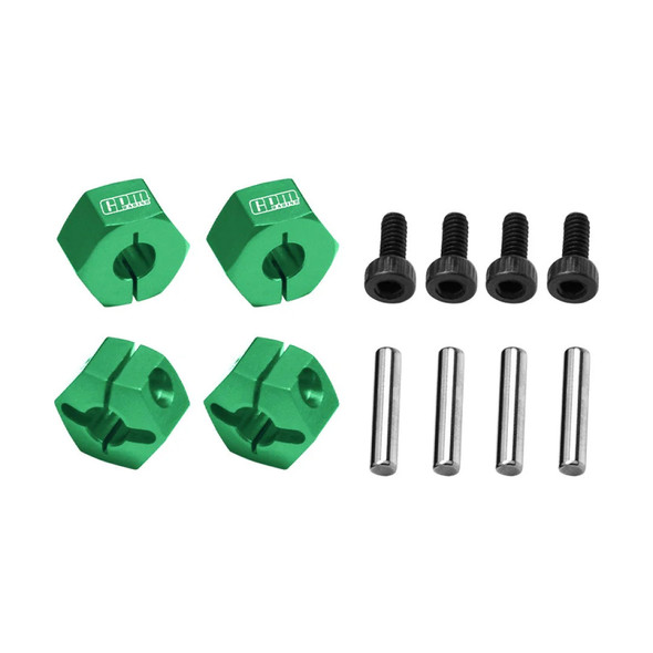 GPM Aluminum Front & Rear Clamp Type Wheel Hub 12mm Green for 1/16 Mini Maxx