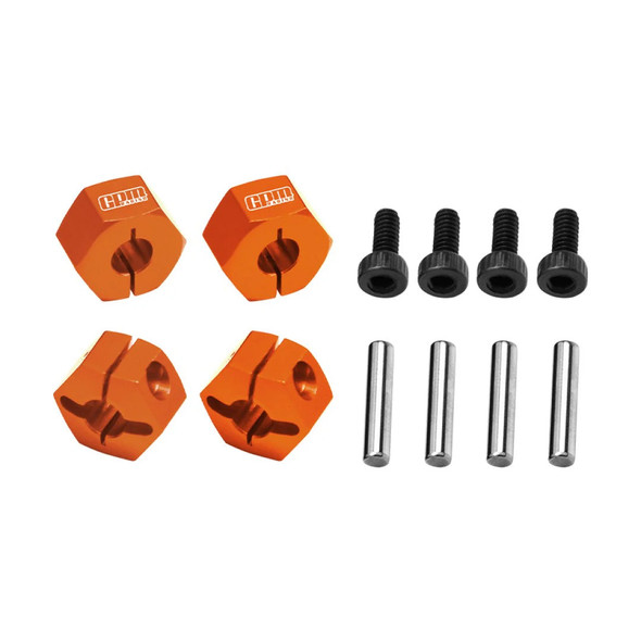 GPM Aluminum Front & Rear Clamp Type Wheel Hub 12mm Orange for 1/16 Mini Maxx