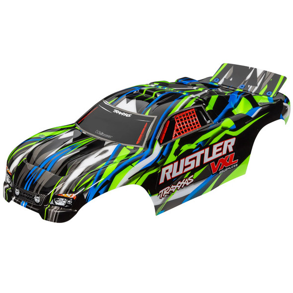 Traxxas 3726G Painted Decals Applied Green Body w/ Wing for Rustler VXL