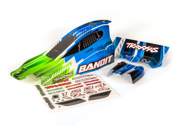 Traxxas 2450X Painted, Decals Applied Green/Blue Body w/ Wing for Bandit & Bandit VXL