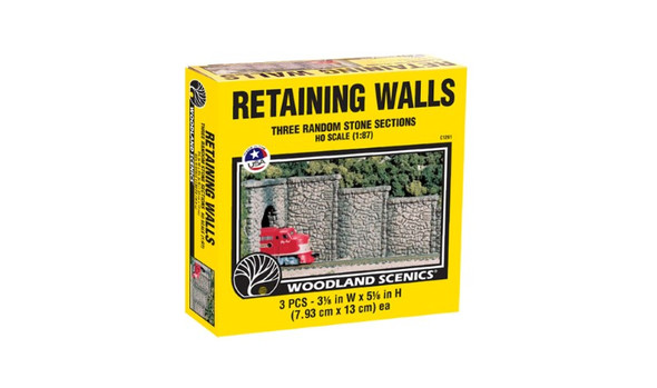 Woodland Scenics Random Stone Wing Wall (3) HO C1261