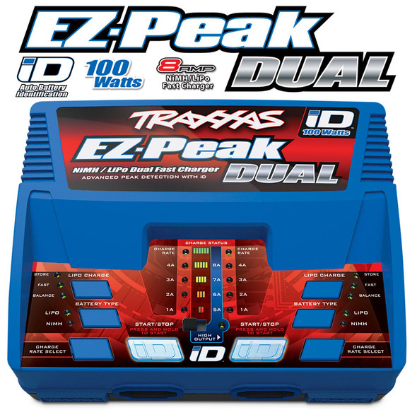 Traxxas 2972 EZ-Peak Dual 8amp iD Fast AC Charger for 2S/3S LiPo / NiMh Batteries