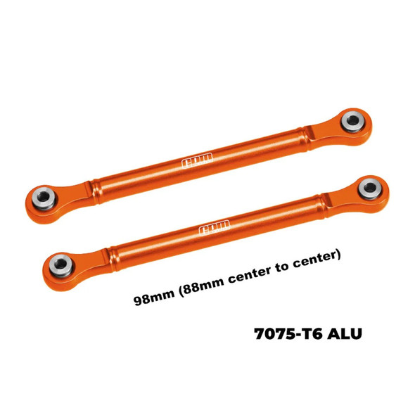 GPM Aluminum 7075 Alloy Front Steering Toe Links 98mm Orange for Traxxas 1:8 JATO 4X4 VXL