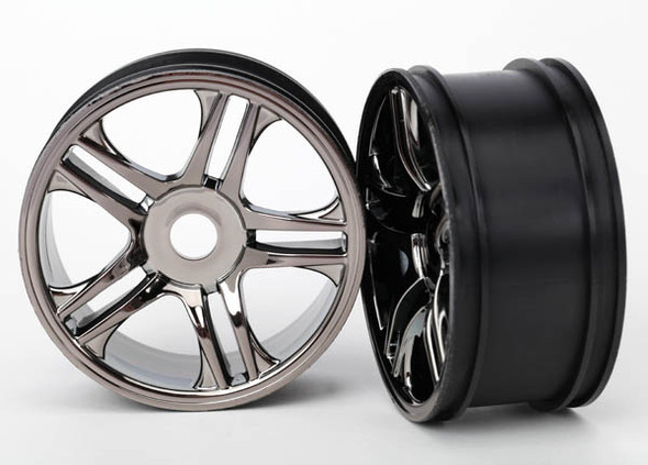 Traxxas 6476 Wheels Split Spoke Black Chrome Rear XO-1 (2)