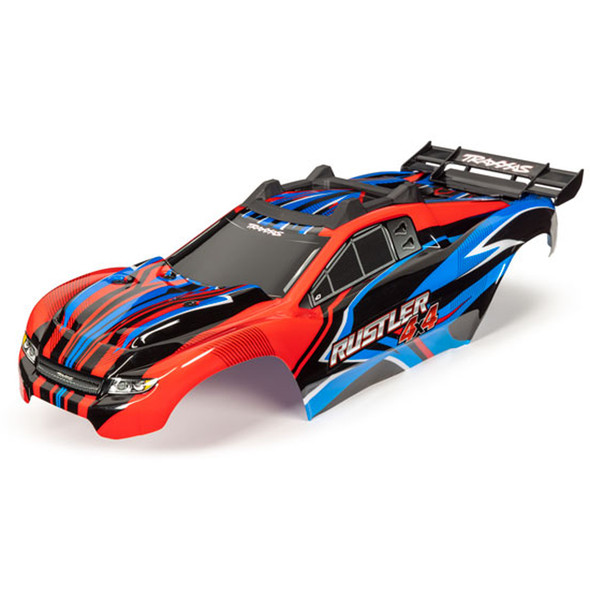 Traxxas 6734R Red/Blue Body w/ F/R Body Mounts & Rear Support for Rustler 4x4