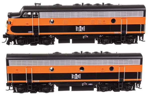 Walthers 11401 EMD F7 A-B Locomotive Set Standard DC Bessemer & Lake Erie #722A/722B HO Scale