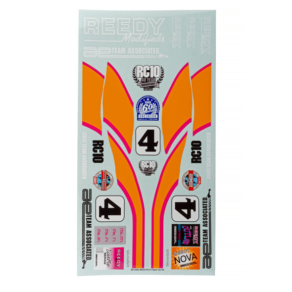 Associated 6120 Decal Sheet for RC10 Team Car Gold Edition
