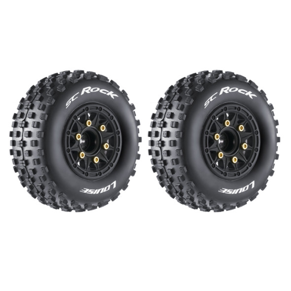 Louise R/C SC-Rock 1/10 SC Soft Tires w/12/14/17mm Removable Hex, Black Rim (2)