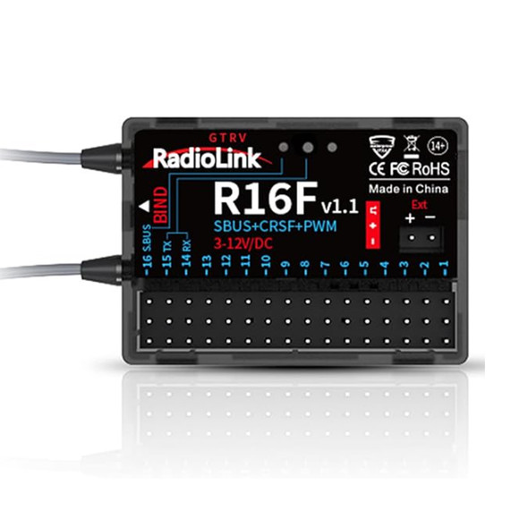Radiolink R16F 16 Channel 2.4G RC Receiver for Aircraft & Surface Transmitters Radiolink R16F 16 Channel 2.4G RC Receiver for Aircraft & Surface Transmitters